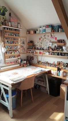 an art studio with lots of crafting supplies