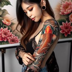 a woman with a tattoo on her arm