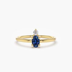 14K Gold Oval Sapphire and Diamond Ring – FERKOS FJ Dainty Gold Band, Oval Sapphire Ring, Measure Ring Size, Sapphire And Diamond Ring, Local Jewelry, Sapphire Diamond Ring, Accessories Collection, Blue Sapphire Rings, Favorite Rings