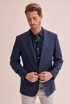 Country Road Men's Regular Twill Blazer, Navy, 46. 100% Linen Stone Chinos, Navy Blue Blazer, Travel Pants, Navy Linen, Mens Wear, Natural Fibres, Stretch Chinos, Fine Linen, Navy Blazer