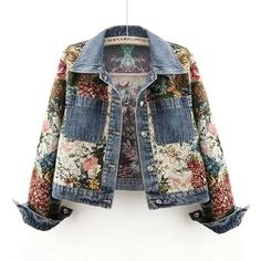 Different Kinds Of Sleeves, Kinds Of Sleeves, Whimsical Treats, Lady Sings The Blues, Patchwork Denim Jacket, Denim Jacket Fashion, Boho Festival Fashion, Printed Denim Jacket