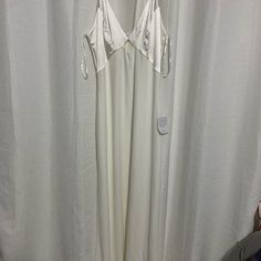 Never Worn, Only Tried On, New With Tags And Travel Bag, Runs True To Size. Bought This To Wear To My Graduation But Ended Up Going With A Different Dress. White Satin V-neck Maxi Dress, White Tie Back Slip Dress For Spring, White Tie-back Slip Dress For Evening, White Tie Back Slip Dress For Evening, Spring White Satin Maxi Dress, White Satin Maxi Dress For Spring, White Sleeveless Slip Dress For Night Out, White Slip Dress For Night Out In Summer, White Maxi Length Slip Dress For Night Out