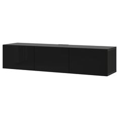 BESTÅ TV unit with doors, black-brown/Selsviken high-gloss/black, 70 7/8x16 1/2x15 ". It’s not only the TV that’s smart! BESTÅ TV units combine contemporary good looks with practical function. You get lots of storage space and relief from cables that tend to get messy and gather dust. Back panel: Fiberboard. Ikea Tv Wall, Ikea Tv Wall Unit, Ikea Besta Tv, Tv Room Modern, Cabinet Tv Wall, Tv Wall Shelving, Tv Wall Entertainment Center, Wall Living Room Tv, Tv Wall Design Modern