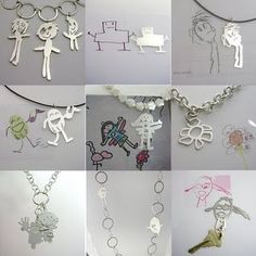 a collage of pictures with different types of necklaces on it's sides