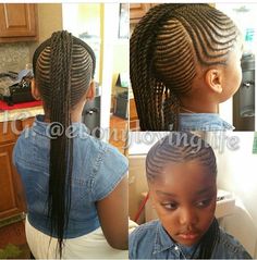 Cornrows Hair, Ponytails Braids, Hair Braid Patterns, Kids Hairstyle, Side Braids, Kids Braids, Mohawk Braid, Natural Braids