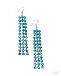 Ombre Occupation Blue Rhinestone Earrings - Paparazzi Accessories- lightbox - CarasShop.com - $5 Jewelry by Cara Jewels Vintage Paparazzi, Kids Rings, Iridescent Blue, Kids Bracelets, Palette Color, Vip Group, Paparazzi Accessories, Anklet Bracelet, Blue Zircon