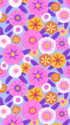 an image of colorful flowers on a blue background