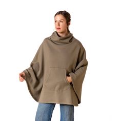 Knit Sweater - Morse code stitching on the pocket of this chic poncho translates to breathe, with an English version on the back. Long Sleeve Poncho With Pockets For Fall, Fall Long Sleeve Poncho With Pockets, Casual Oversized Poncho With Pockets, Oversized Poncho With Pockets, Artful Home, Morse Code, Knitted Poncho, Tunic Length, Long Sleeve Tunic