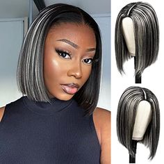 Upgrade your style with this Blonde Highlight V Part Wig! 🌟💇‍♀️ Designed with minimal leave out, it provides a natural look. No sew-in required! Made with high-quality human hair, this short bob wig is perfect for Black women. Get your Supernova Hair wig now! #AD #SPONSORED Bob Wig For Black Women, Lace Front Bob, Short Straight Bob, Blonde Highlight, Wig For Black Women, Bob Lace Front Wigs