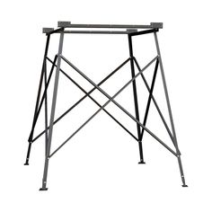 a metal frame with two legs and one leg on it's side, against a white background