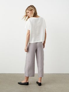 Linen Culottes With Elastic Waist, Wide Leg Linen Pants With Pockets, Cropped Linen Trousers for Women PECAN - Etsy France Linen Culottes, Women Sailing, Cropped Linen Trousers, Trousers For Women, Linen Tee, Linen Tshirts, Wide Leg Linen Pants, Pants With Pockets, Perfect Wardrobe