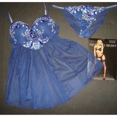 Nwt Stunning Victoria's Secret Fashion Show Lingerie Set, Embellished With Floral Embroidery,Includes:1)34c Or 34b Push Up Babydoll 2)M Panty 3)Vs Stockings (Seller's Choice,Depends On What's Left In Stock) Or You May Buy A Panty Separately =)))) Perfect As A Gift!!! Extremely Rare!!!! Gorgeous Set!!!You'll Love It!!!!!! Dear Buyers, Also Pls, Ask Questions Before Buying Please!I'll Be Happy To Answer Them ))) All Sales R Final, So No Returns Please. Check Out My Other Vs Items. * I' M Aiming At Victoria's Secret Blue Sleepwear For Night, Night Ware, 2000s Clothes, Cute Sleepwear, Victoria's Secret Fashion Show, Victoria Secret Fashion Show, Purple Lace, Corset Style, Babydoll Dress