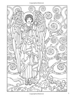 an angel coloring page for adults