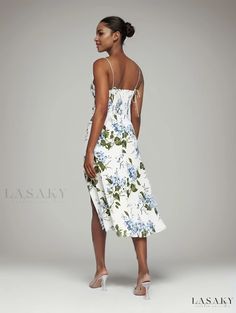 Lasaky - Boho-Inspired Floral Print Spaghetti Dress with a Stylish Split Backless Design - Exquisite Womens Clothing Elegant Cami Dress For Vacation, Elegant Sundress With Straps For Vacation, Elegant Vacation Sundress With Straps, Spaghetti Dress, Fall Care, Boho Fabric, Backless Design, Dress Spaghetti, Style Boho