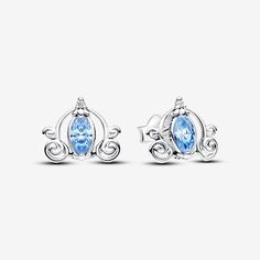 Disney Cinderella's Carriage Stud Earrings | Sterling silver | Pandora US Cinderella's Carriage, Pandora Charms Disney, Pumpkin Carriage, Disney Charms, Pandora Disney, Bracelet Pandora, Stud Style, Crystal Stud Earrings, Heart Studs