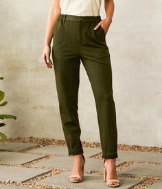 Willow & Root Plaid Trouser Pant - Green X-Small, Women's Olive Printed knit zip fly stretch pant Inseam measures 28 Rise measures 11 13 bottom opening Elasticized waistband. 97% Polyester 3% Spandex. Hand wash cold. Do not bleach. Line dry/hang to dry. Cool iron.. WOMEN'S BOTTOMS SIZE CONVERSION CHART Waist (size) 22 23 24 25 26 27 28 29 30 31 32 33 34 36 38 Juniors - 00 0 1 3 5 7 9 11 13 15 - - - - US - - 00 0 2 4 6 8 10 12 14 16 18 20 22 S/M/L Sizing - XXS XS S S M M L L XL XXL XXL - - EU - - Women’s Office Casual, Modern Business Professional Women, Size 10 Fashion For Women, Plaid Trousers Women, Fall Pants 2024, Fall Work Attire Women, Office Outfits Petite Women, Hipster Business Casual Women, Business Casual Cottagecore