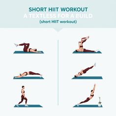 a woman is doing an exercise on her stomach with the words, short hit workout