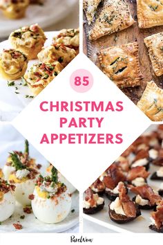 christmas party appetizers with text overlay