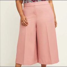 Nwt Lane Bryant The Allie Wide Leg Crop Pants Dress Tailored Stretch - Size 26 Culottes Palazzo Pants Waist Is 24 Inches Inseam Is 20 Inches Knee-length Pink Bottoms For Workwear, Pink Knee-length Bottoms For Workwear, Pink Knee-length Bottoms For Work, Ankle Dress Pants, Wide Leg Crop Pants, Grey Dress Pants, Wide Leg Cropped Pants, Pants Dress, Salmon Color