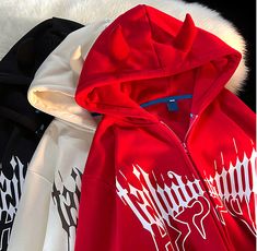 Size: XL, Color: Red Horn Hoodie, Funny Crop Tops, Gothic Streetwear, Letter Hoodie, Baby Crop Top, Y2k Clothing, Oversize Fashion, Dark Gothic, Vintage Gothic