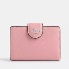 Coach Medium Corner Zip Wallet Product Details Crossgrain Leather Seven Credit Card Slots Bill Compartment Id Window Snap Closure Zip Coin Pocket 5" (L) X 3 1/2" (H) X 1/2" (W) Style No. 6390 Elegant Pink Leather Coin Purse, Compact Bags With Interior Card Slots, Elegant Pink Bifold Coin Purse, Elegant Compact Coach Wallet, Elegant Coach Bifold Coin Purse, Window Snap, Accordion Cards, Checkbook Wallet, Id Wallet