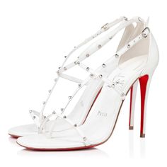 Christian Louboutin Riojana Spikes 100 White Ankle Strappy Sandal Heel Pump 40.5 ********** Christian Louboutin ********** Brand: Christian Louboutin Size: 40.5 (Know Your Louboutin Size) Name: Riojana Spikes Color: Bianco Style: Strappy Sandal Style#: 1220801 Material: Kid Open Front Toe Silver Spiked Straps Standing On A 100mm Heel Bianco White Kid Leather Material Thin Back Heel Classic Red Leather Sole Brand New In Box, Comes With Box And Dust Bag 100% Authentic Or Your Money Back Great Gift Strappy Sandals Heels, Sandal Fashion, Christian Louboutin Shoes, Strappy Sandals, Christian Louboutin Pumps, White Leather, Pumps Heels, Red Leather, Shoes Women Heels