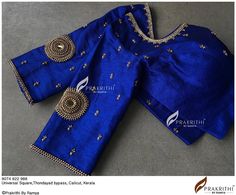 Prakrithi By Ramya on Instagram: “Customized for bride chaithanya #prakrithibyramya #bridalblouse #custommade #prakrithibride #designerblouse” Blue Blouse Designs, Wedding Saree Blouse Designs, Saree Lehenga, New Blouse Designs