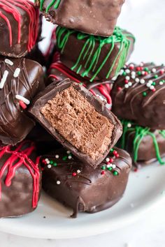 chocolate covered candies stacked on top of each other