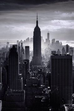 black and white photograph of the empire building in new york city