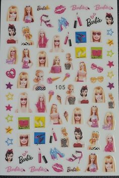 Barbie Nail Art Stickers Nail Barbie, Barbie Nail, Nails Inspiration Summer, Womens Nails, Art Stickers, Nail Art Stickers, Top Coat, Fashion Nails, Nail Design