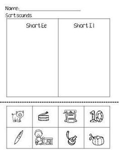 the worksheet for short e and short i are included in this printable