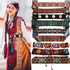 Bandwidth waist seal ethnic style Tibetan clothes robe with string waist chain retro embroidery women's national style Wine Red Hair, Cute Spring Outfits, Summer Trends