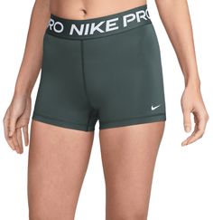 The Nike Pro Shorts are made with stretchy, sleek and supportive fabric that wicks sweat to help you stay dry and comfortable during your workout. This product is made with at least 50% recycled polyester fibers. Fit & Design: Tight fit for a body-hugging feel Medium support: feels like a snug hold to keep everything in place Mid-Rise: sits just below your natural waist (smallest part of your torso) Nike Dri-FIT technology helps you stay dry, comfortable and focused A wide, mid-rise elastic waistband feels supportive around your core Green Nike Pros, Trio Halloween Costumes, Nike Pro Women, Nike Pro Shorts, Athletic Apparel, Nike Pros, Womens Activewear, Wicks, Nike Dri Fit