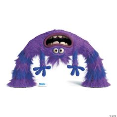 a purple monster with its mouth open and eyes wide open, standing in front of a white background