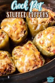 the crock pot stuffed peppers are ready to be cooked in the slow cooker