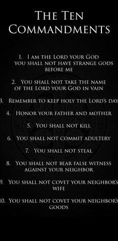 the ten commandments on a black background