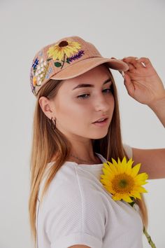 Custom Hand Stitched Hat / Hand Embroidered Hat / Floral hat / Colorful hat / Botanical hat / Embroidered Baseball Cap Color: terra-cota baseball cap; Design: hand embroidered echinacea with wildflowers; Cap size (head circumference): 55 - 67 cm; Fabric: 100% cotton Twill, garment-washed. The quality of the embroidery and baseball hat is superior, I guarantee! ;) I really enjoyed making this, and I hope my customer will enjoy showing it off. 🌿PLEASE NOTE THIS HAT IS READY TO SHIP🌿 GET 10% OFF Baseball Cap Design, Women Trucker, Colorful Hat, Vintage Baseball Caps, Floral Hat, Embroidered Hat, Denim Hat, Embroidered Baseball, Kids Baseball