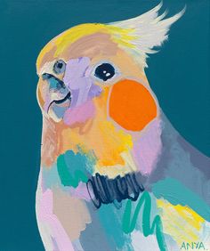 an acrylic painting of a colorful bird