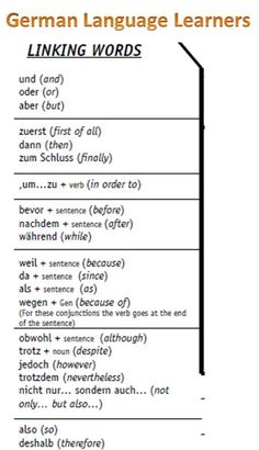 the german language learner's guide to linking words with other languages and phrases