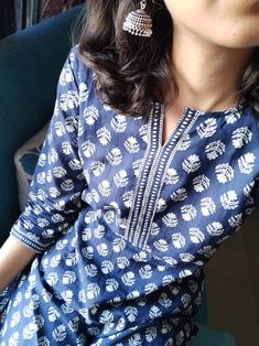 Blue Kurti Aesthetic, Kurta Aesthetic, Blue Kurti, Desi Fits