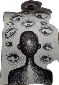 a drawing with many different eyes on it