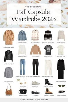 Fall 2023 Wardrobe Essentials, Fall Outfits Capsule Wardrobe 2023, Womens Autumn Outfits 2023, Fall Time Capsule Wardrobe 2023, Women’s Casual Fall Outfits 2023, 2023 Fall Wardrobe, Minimalist Fall Wardrobe 2023, Capsule Wardrobe Shoes 2023, Mom Style Fall 2023