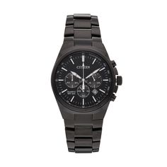 With its classic design and monochromatic finish, this men's Citizen watch makes a sleek and sophisticated addition to your look.FEATURES Date window 12/24-hour formats Chronograph: measures 1-second increments up to 60 minutes Tachymeter DISPLAY Dial color: black Face cover material: mineral crystal CASE Material: black stainless steel Diameter: 40 mm BAND Material: black stainless steel Clasp: push-button deployment Circumference: 200 mm Width: 24 mm Not the right fit? Visit your local Kohl's Matte Black Watch Accessories With Round Dial, Matte Black Business Watch With Round Dial, Matte Black Chronograph Watch For Formal Occasions, Classic Matte Black Watch For Formal Occasions, Matte Black Watch With Round Dial For Formal Occasions, Formal Matte Black Watches With Subdials, Classic Matte Black Watch For Business, Classic Matte Black Business Watch, Formal Matte Black Chronograph Watch Accessories