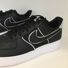 Black/Black/Black Nwt Comes With Box Modern Black Nike Air Force 1 For Sports, Black Modern Nike Air Force 1 For Sports, Modern Black Nike Air Force 1 For Streetwear, Modern Black Custom Sneakers With Branded Insole, Modern Black Custom Sneakers In Synthetic Material, Nike Air Force 1, Air Force 1, Women's Nike, Nike Air Force