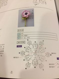 an open book showing instructions for how to make a flower with pictures on the pages