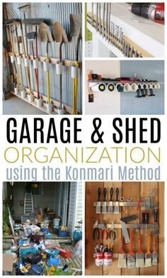 garage and shed organization using the konari method for organizing tools, such as paintbrushes