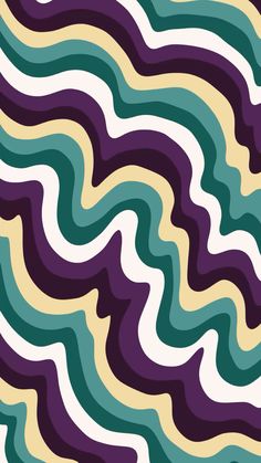 an abstract pattern with wavy lines in shades of green, yellow and purple on a white background