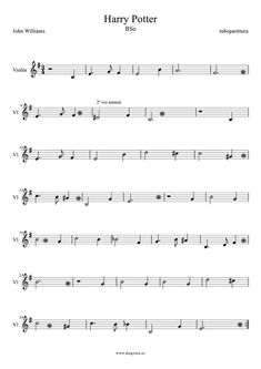 harry potter sheet music for violin and piano with notes in the bottom right hand corner