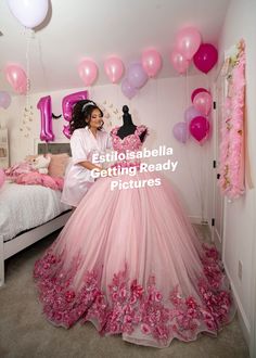 OFF Shoulder Pink 3D Flower Quinceanera Dress Made by the Best ones in Houston Estilo Isabella Dress Designer Quinceanera Room Decorations, Dresses Room, Quince Theme Ideas, Quince Pics, Quinceañera Decor, Getting Ready Pictures, Quince Party, Sweet 15 Party Ideas Quinceanera, Sweet 15 Party Ideas