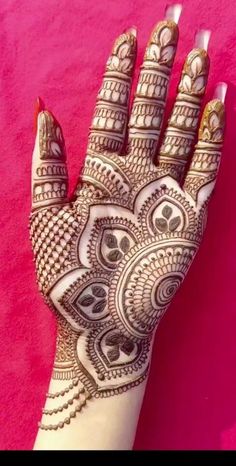 the hand is decorated with intricate designs